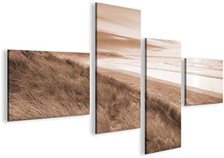 islandburner Bild Bilder auf Leinwand Dünen Sepia Nordseestrand 4L XXL Poster Leinwandbild Wandbild