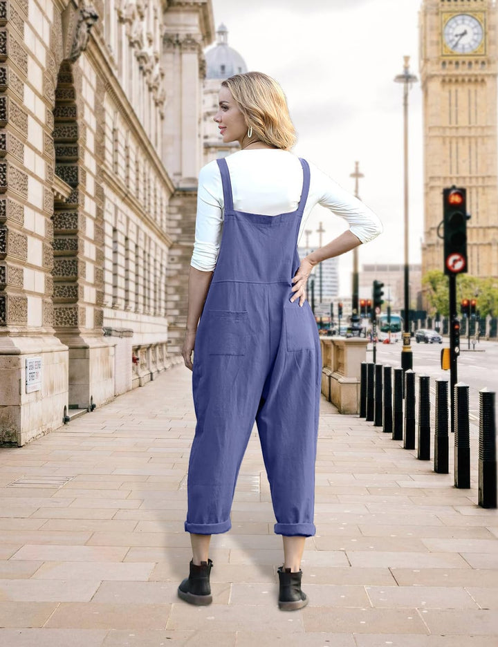 YESNO Damen Latzhose Sommer Oversize Trägerhose Beiläufig Loose Bib Pants Overall Baggy Jumpsuit Str