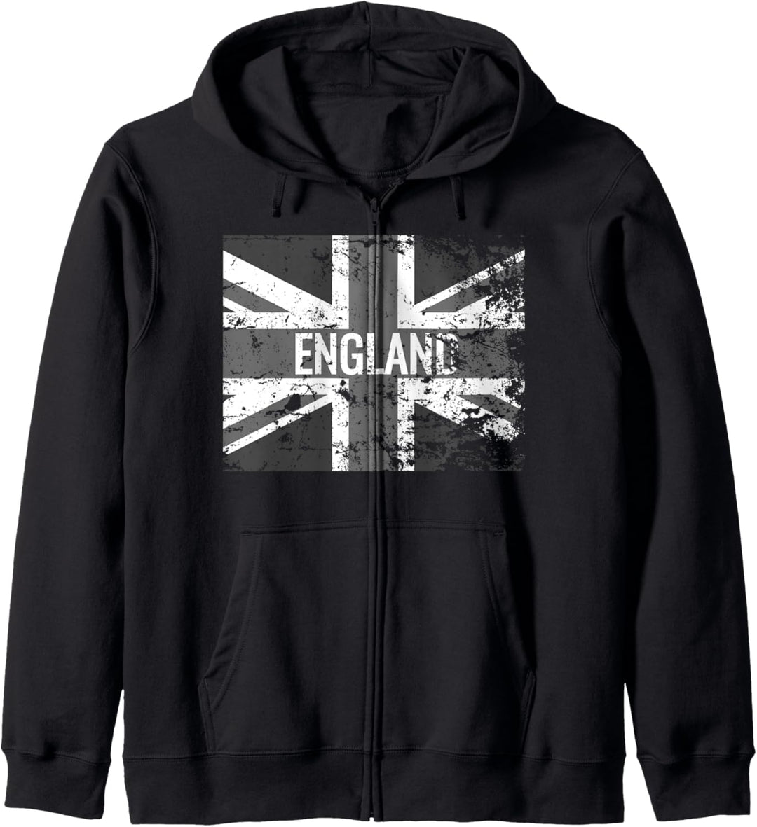 Union Jack England Distressed Grey British Flag Kapuzenjacke
