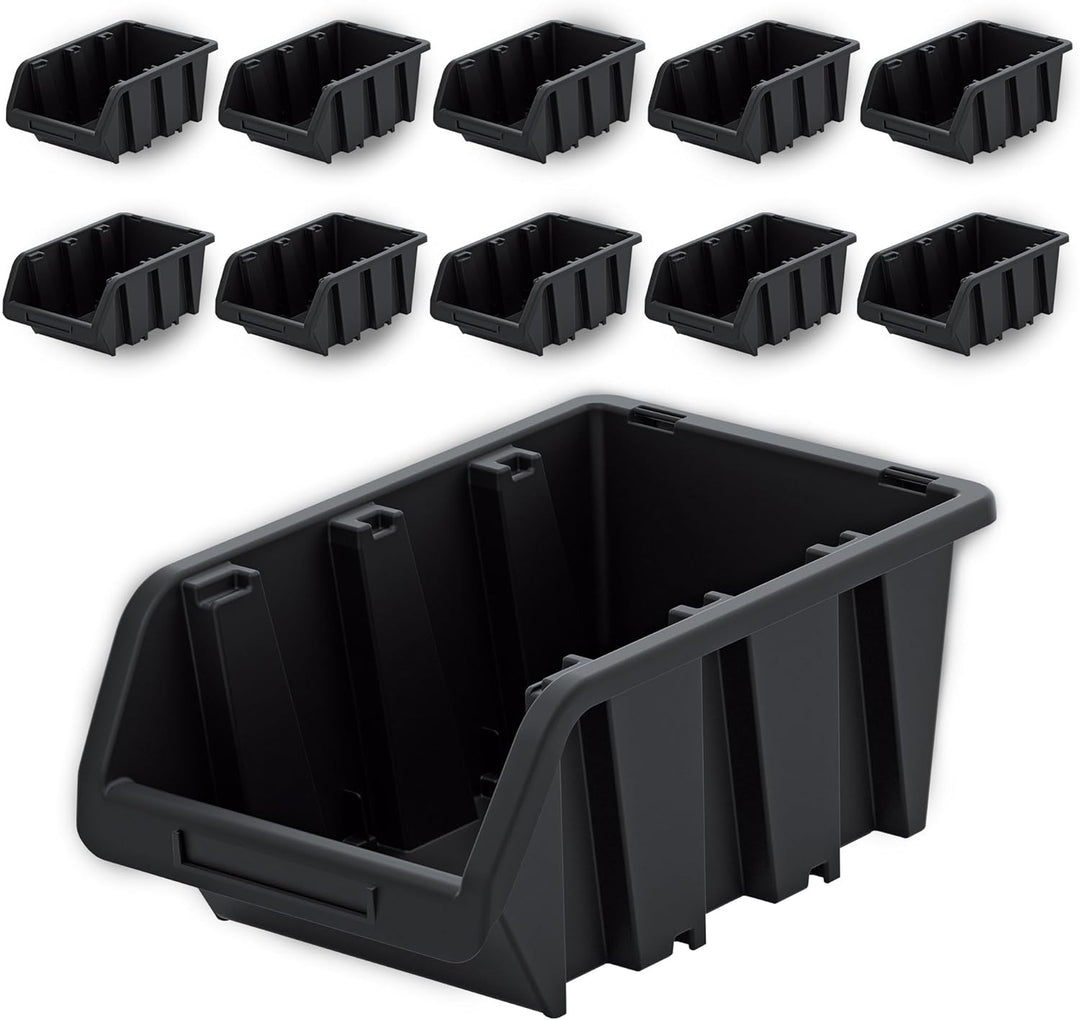 Werkstatt-Stapelkiste, Stapelbox aus PP Kunststoff, Sichtbox Stapelbox, Lagerboxen für Werkzeugswand