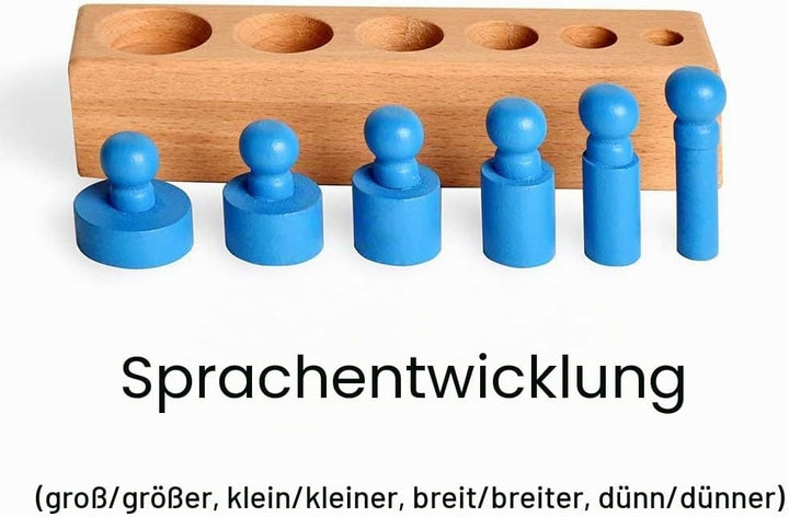 BOHS Montessori Zylinderblöcke Steckpuzzle - 6 Knöpfe / 17 Zentimeter - Sortierspiel & Steckspiel ab