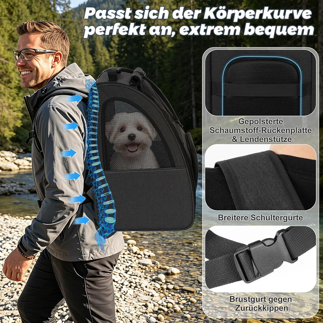 Aystkniet Hunderucksack, Katzenrucksack mit 270° Rundumbelüftung und 3-fachem Einstieg, Faltbare Hau