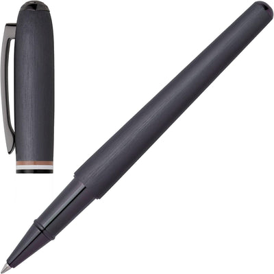 Hugo Boss Contour Iconic Tintenroller aus Messing und Aluminium in der Farbe Schwarz, Länge: 13,6cm,