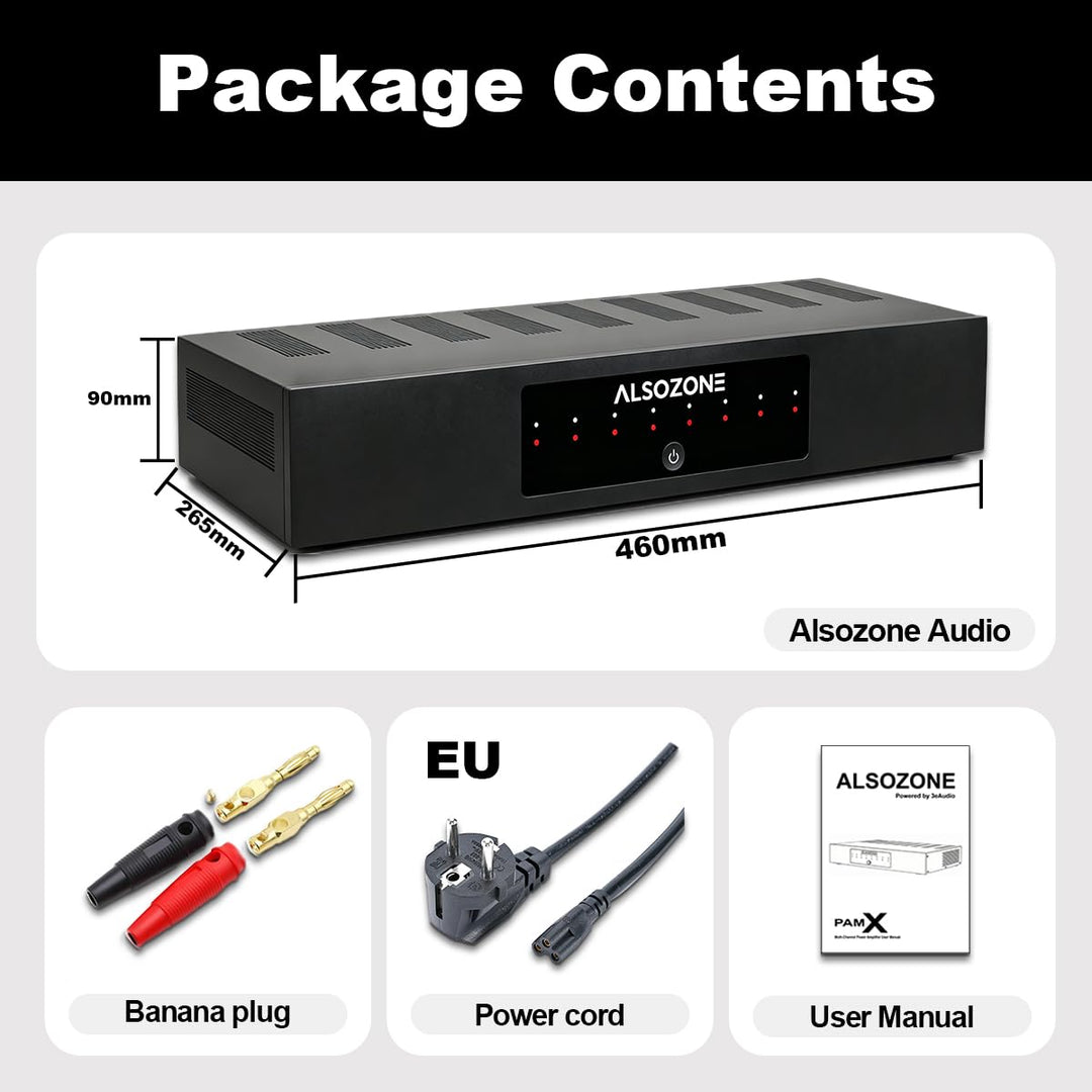 3eAudio PAM256 Multikanal-Endstufe - 6-Kanal Verstärker mit 250W pro Kanal, TPA3255 PBTL, GaN & PFFB