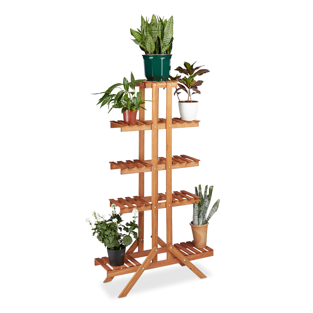 Relaxdays Blumentreppe 5 Ebenen, Aus Holz, Blumenständer für Innen, Mehrstöckig, HBT: 142,5 x 83 x 2
