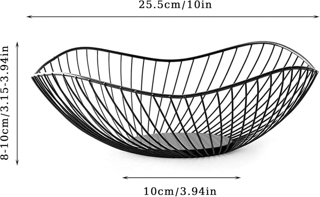 Obstschale aus Metall, Schwarze Obstschale Metall, Fruit Basket Bowl, Handgeschweisst, Starke Tragfä