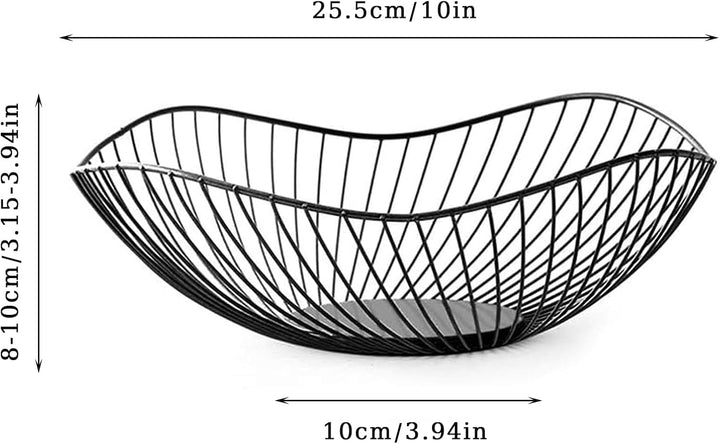 Obstschale aus Metall, Schwarze Obstschale Metall, Fruit Basket Bowl, Handgeschweisst, Starke Tragfä