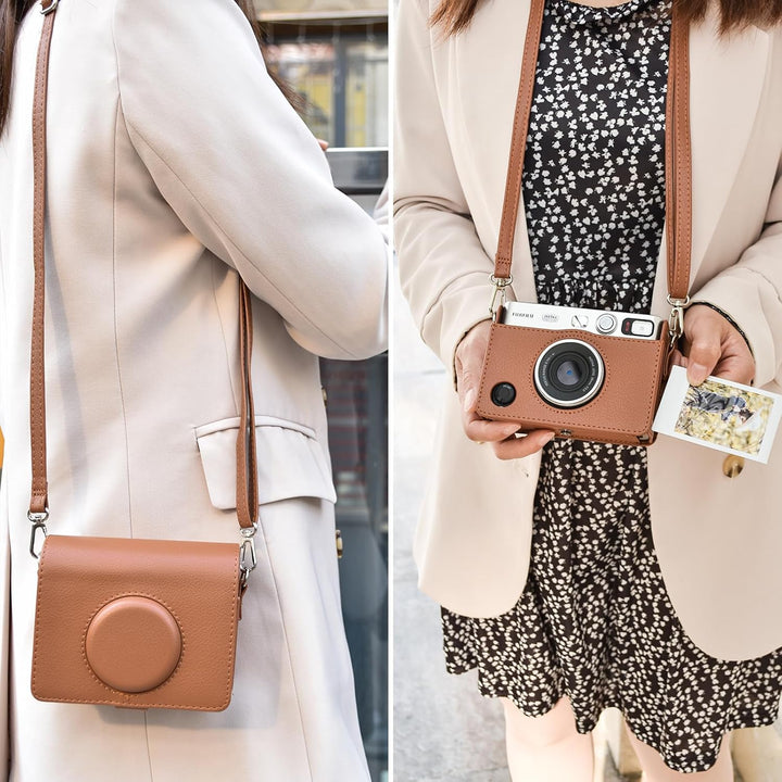 MUZIRI KINOKOO Mini EVO Hülle Kompatibel für Fuji Instax Mini EVO Instant Camera mit PU Leder Lychee