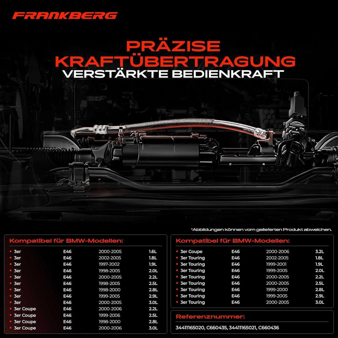 Frankberg 2X Handbremsseile Bremszug Hinten Kompatibel mit 3er E46 316-330 1.6L-3.0L 1998-2005 3er C