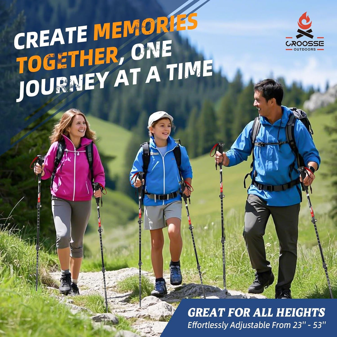 Teleskop-Trekkingstöcke, leichte Aluminium-Wanderstöcke, 2er-Set | Croosseoutdoors 210D Oxford, wass