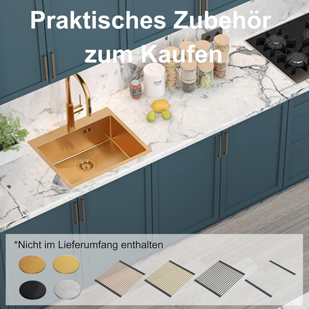 QUADRON | RUSSEL 110 | Einbeckenspüle | Masse: 50 x 48 x 20 cm | Passt in eine Schrankbreite: 60 cm