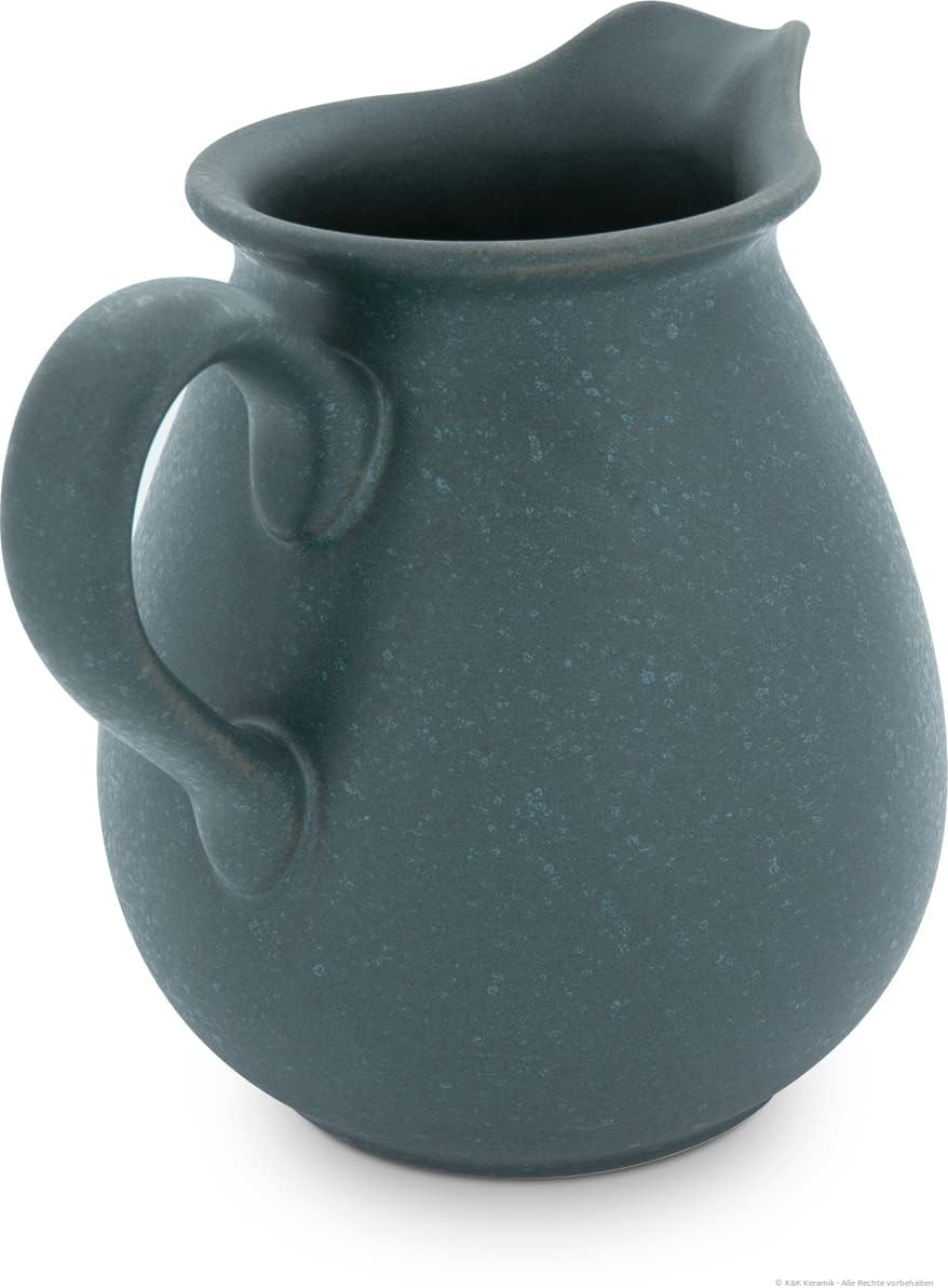 Bunzlauer Keramik grosser bauchiger Krug 2 Liter Ø21,0cm, H=19,5cm, Dekor ZIELON