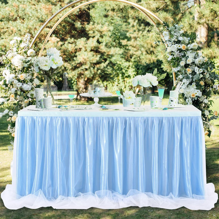 HBBMAGIC Blau Tüll Tischrock, Single Langer Tüll Tischrock für Hochzeitsfeier Babyparty Brial Shower
