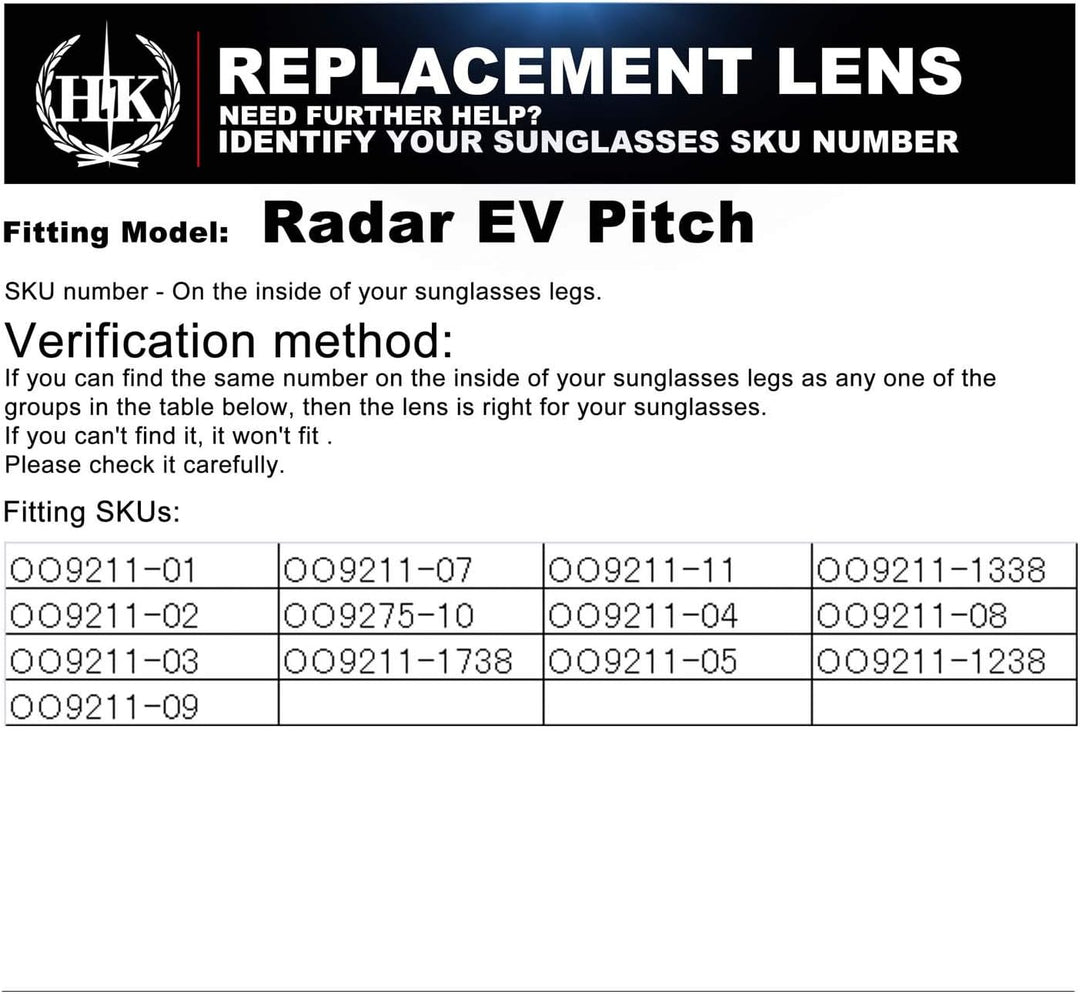 HKUCO verstärken Männer Ersatzgläser für Oakley Radar EV Pitch Sunglasses Schwarz/Transparentes Gelb