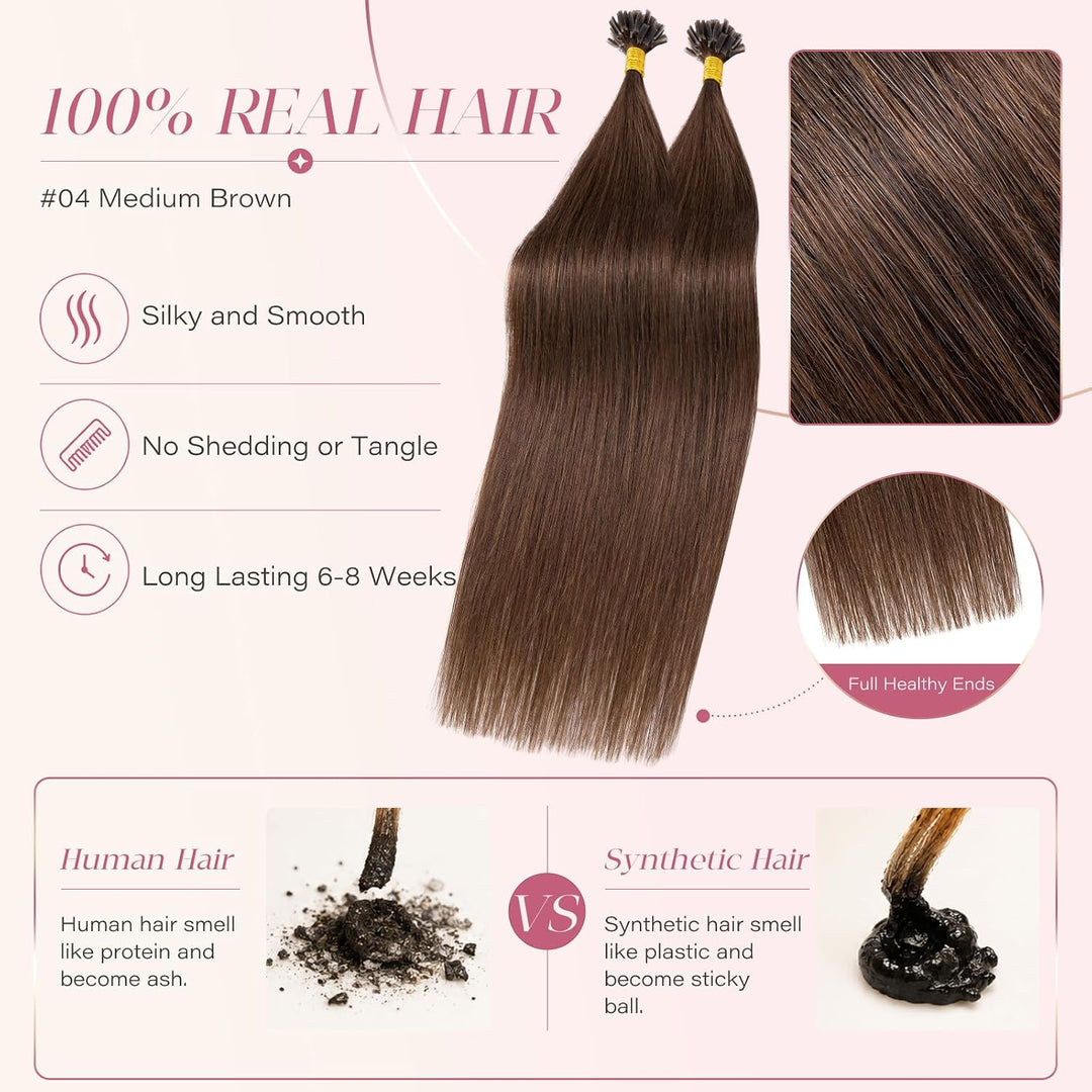 Elailite Bonding Extensions Echthaar Keratin U-Tip Haarverlängerung 100% Menschenhaar 1g/Strähne 16&
