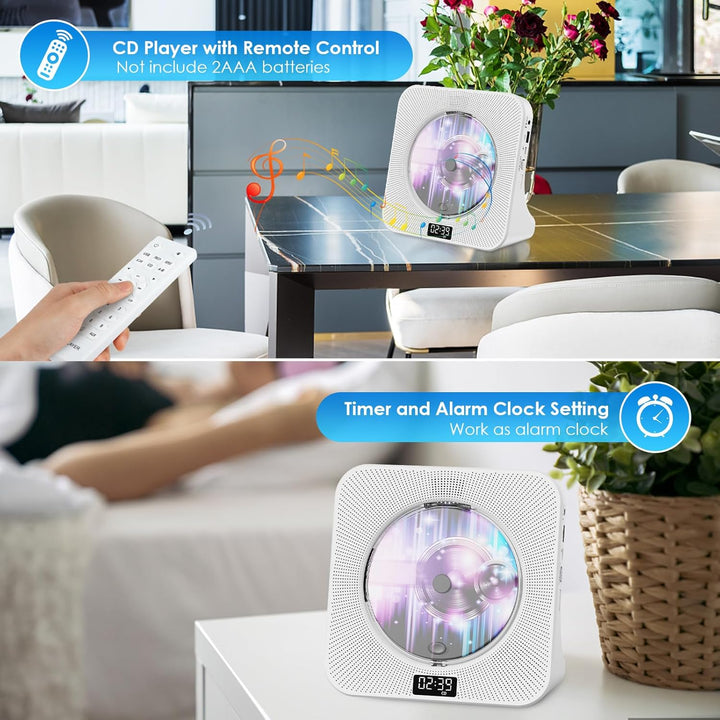 Gueray Desktop CD Player Bluetooth CD-Spieler mit Lautsprechern für Zuhause Tragbarer CD-Player mit