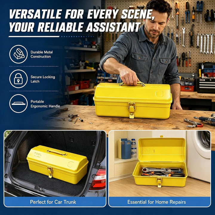 Werkzeugkoffer Klein Leer, Werkzeugkiste Metall 37×16×12cm Robust Langlebig Werkzeugkasten Mit Trage