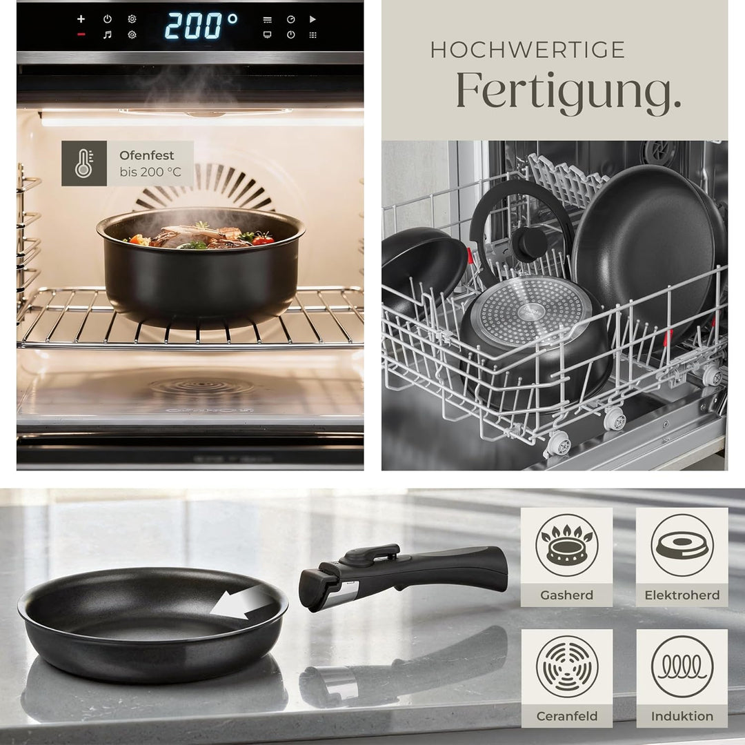 tectake® 41-tlg. Küchenstarterset, Steingut Geschirrset 6 Personen, Teller Set, 2x Kochtopf, 4x Brat