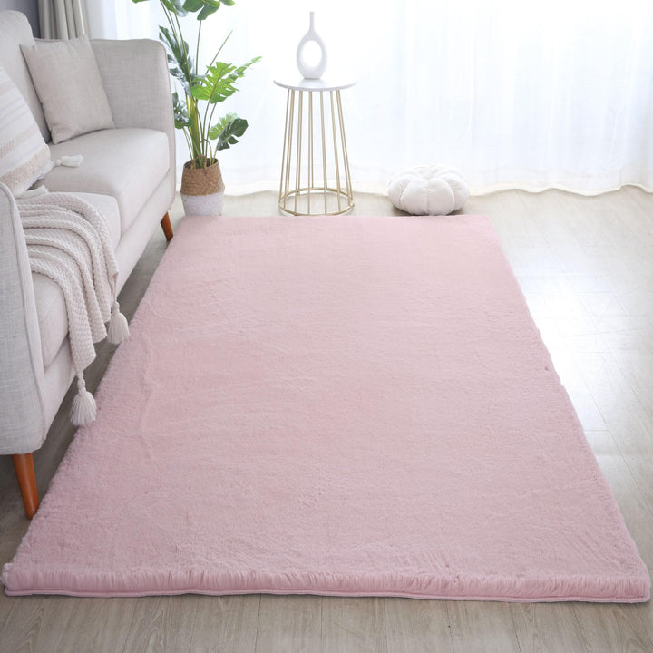 Carpetsale24 Teppich Wohnzimmer Einfarbig Modern Design 200 x 290 cm Rosa - Hochflor Teppich Schlafz