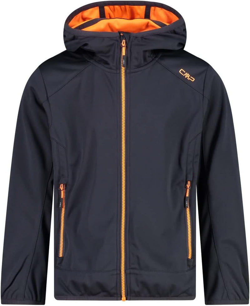 CMP Jungen Softshelljacke mit Fixed Hood Softshelljacke Kokon-Mantel 92 Anthrazit-Blitz Orange, 92 A