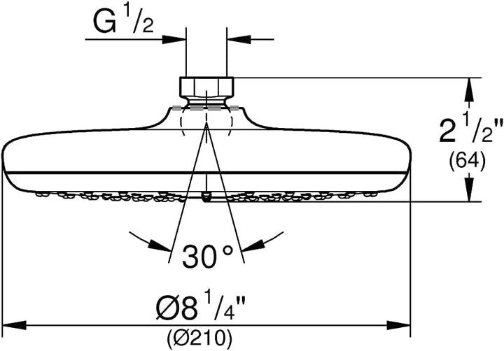 GROHE Tempesta 210 - Kopfbrause (wassersparend, Ø 210 mm, Antikalk-System, perfektes Strahlbild), ch