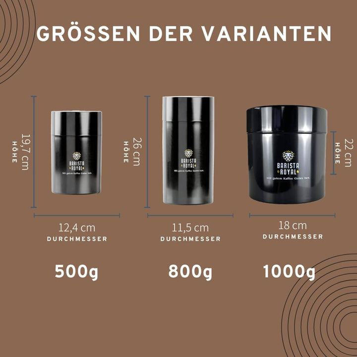 Premium Kaffeedose Vakuum | luftdichter Aromaschutz | für 500g ganze Kaffeebohnen oder gemahlen | id