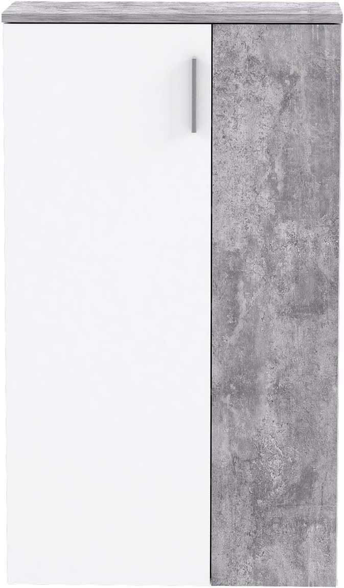 möbelando Schuhschrank Schuhkommode Flurschrank Kommode Anrichte Schrank Gretna I Weiss/Beton Beton/