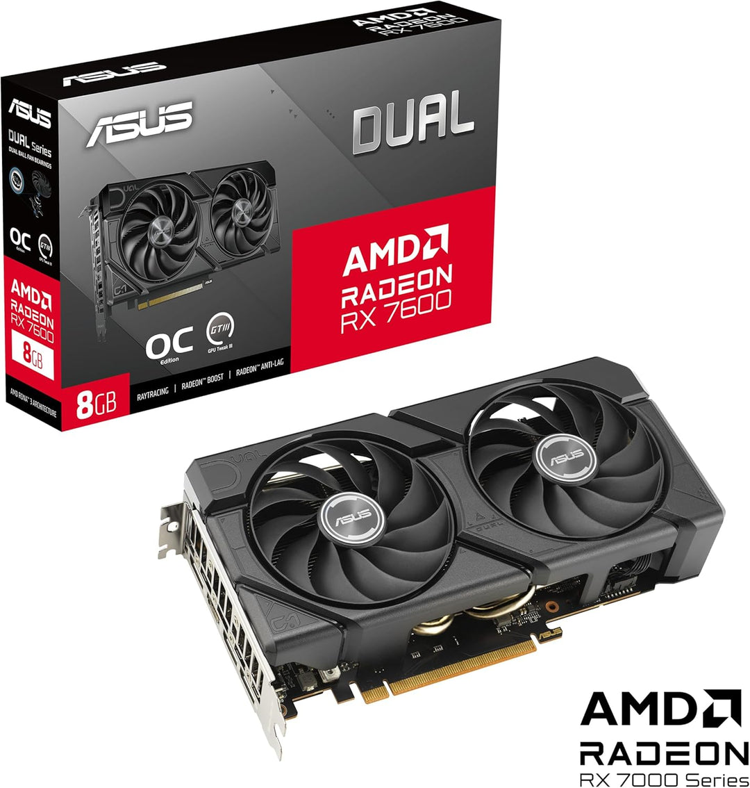ASUS Dual Radeon RX 7600 EVO OC Edition 8GB GDDR6 Gaming Grafikkarte (AMD Radeon RX7600, PCIe 4.0, 1