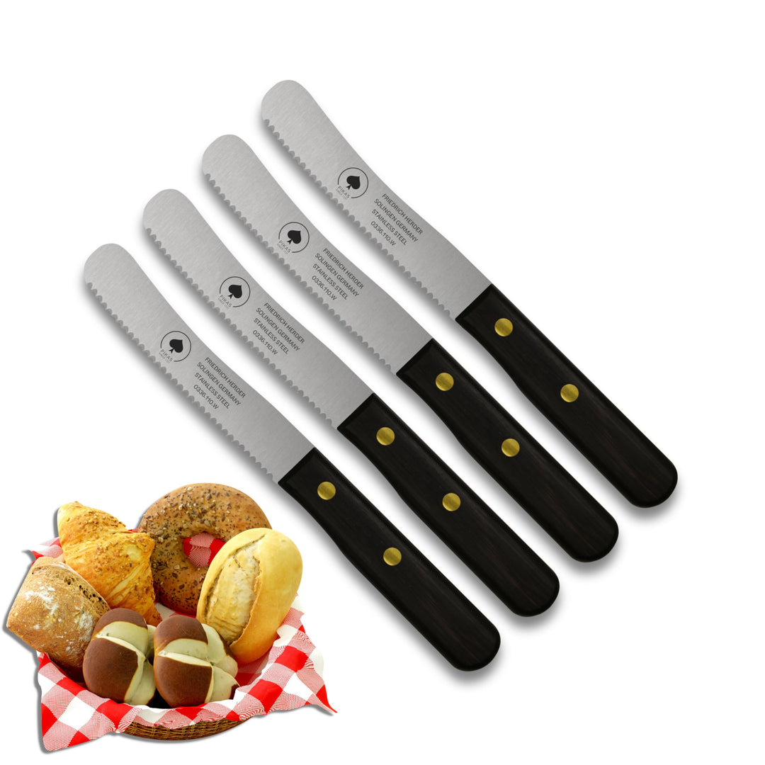 PIKAS - Solingen Messer mit Wellenschliff, Thermonuss Holzgriff, Premium Buckelmesser, Küchenmesser,