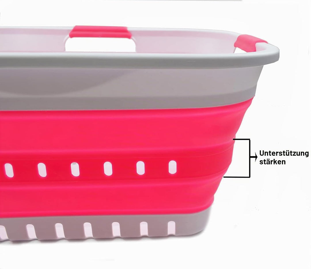 SAMMART Wäschekorb aus Kunststoff, zusammenklappbar, 30 l, mit 3 Griffen, faltbar, Aufbewahrungsbehä