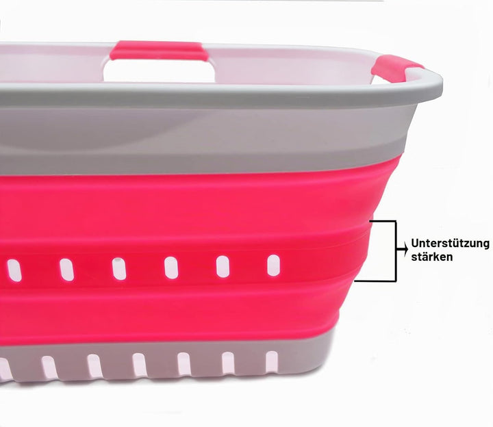 SAMMART Wäschekorb aus Kunststoff, zusammenklappbar, 30 l, mit 3 Griffen, faltbar, Aufbewahrungsbehä