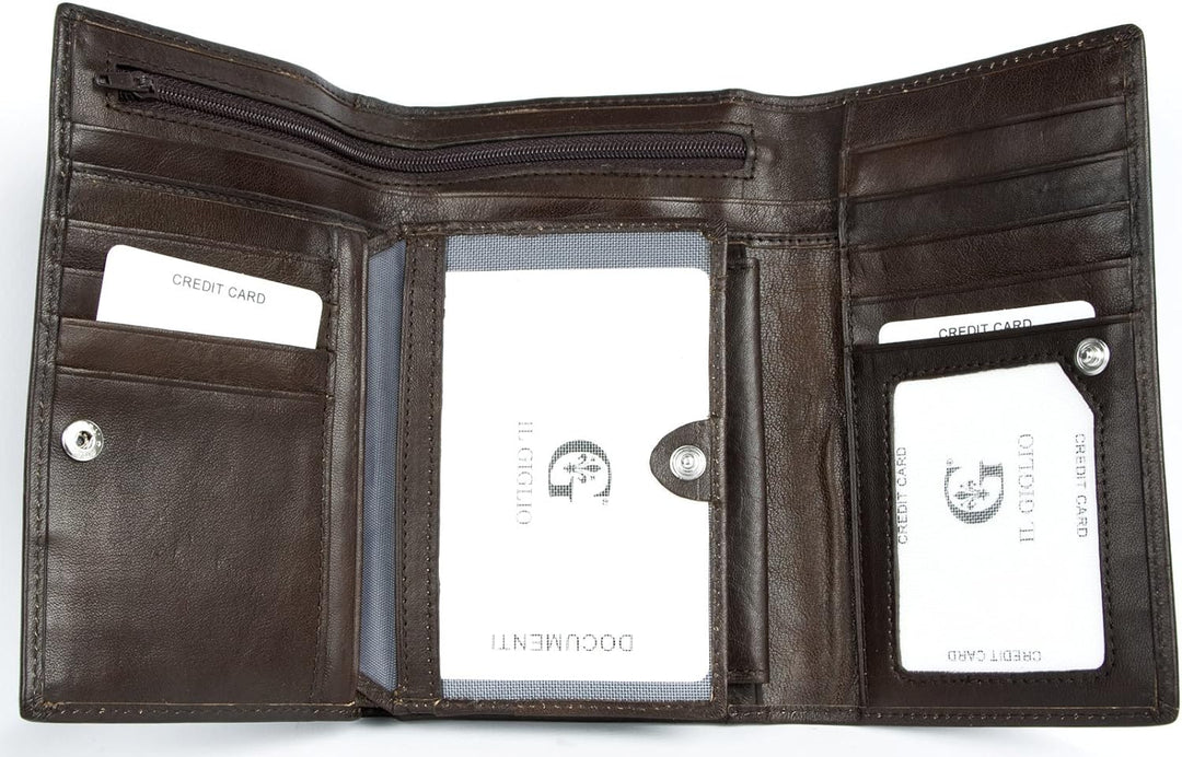 Damen Braunes Exklusiv Leder Geldbörse - Brieftasche Il Giglio