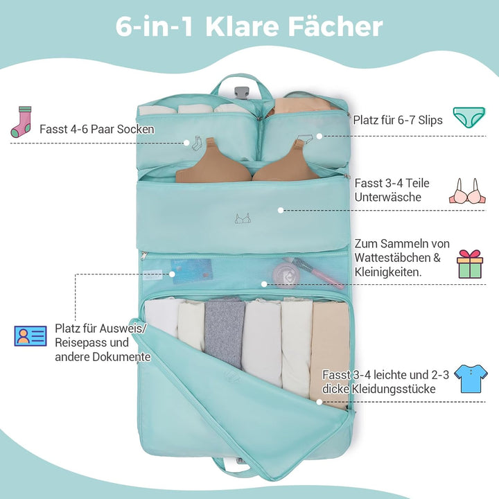 Kono Hängende Koffer Organizer Faltschrank Packwürfel Reisen mit Etikett Leichte Reisegepäck Organiz
