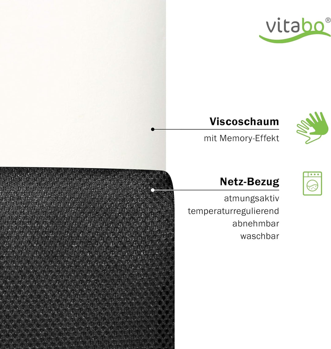 Vitabo ergonomisch geformtes Sitzkissen I Sitzring in O-Form I Sitzdonut aus Viscoschaum mit Memory-