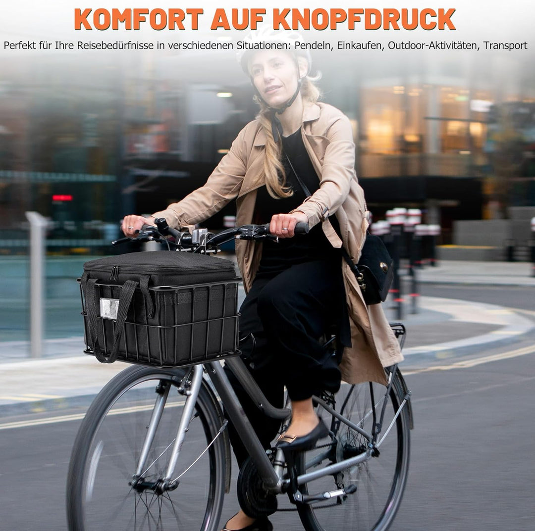 CDYWD Fahrradkorb Vorne für mit Herausnehmbarer Innentasche, Gross Lenkerkorb Fahrrad Herren &amp; Damen