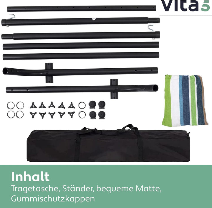 Vita5 Hängematte mit Gestell, Hängematten Outdoor 2 Personen mit Tragetasche, für Garten Pool, Balko