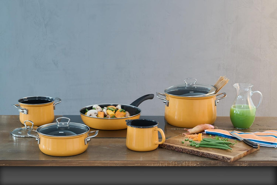 Riess, 0659-113, Fleischtopf mit Glasdeckel 24cm, 6 L, Nouvelle, ORANGE, LBH 33,3 x 25,8 x 22,5cm, G