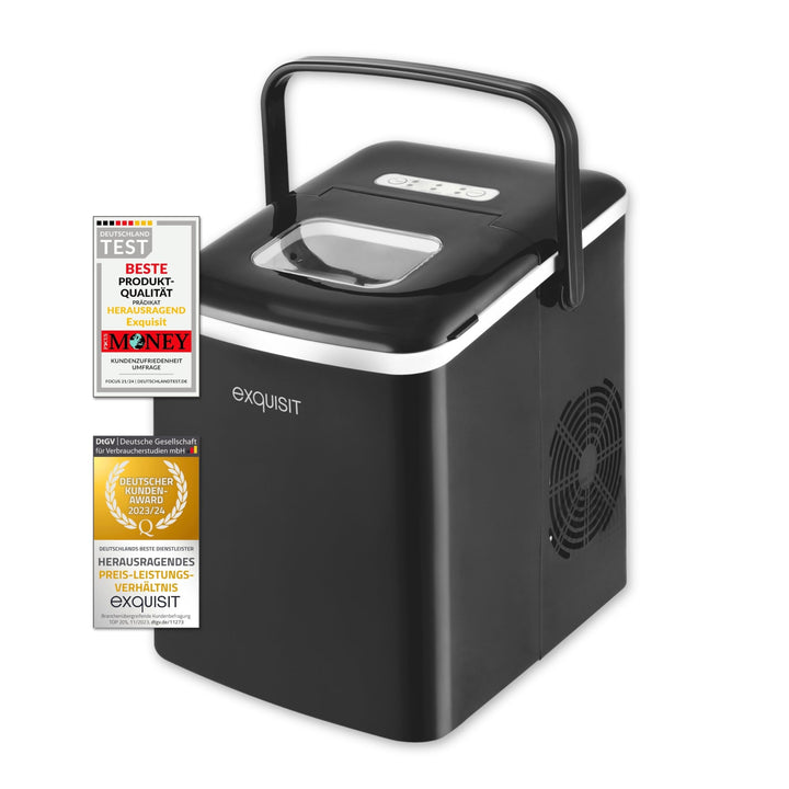 Exquisit Eiswürfelmaschine EM 6002 sw | Eiswürfelproduktion in 7 Minuten | 1,8 Liter Wassertank | oh