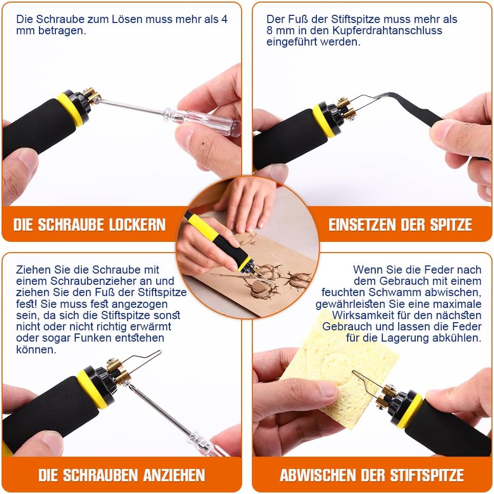 165-tlg Brandmalstation, 100W Brandmalerei und Lötkolben set, 5x Lötspitzen &amp; Zwei Stift, Holzbrenne