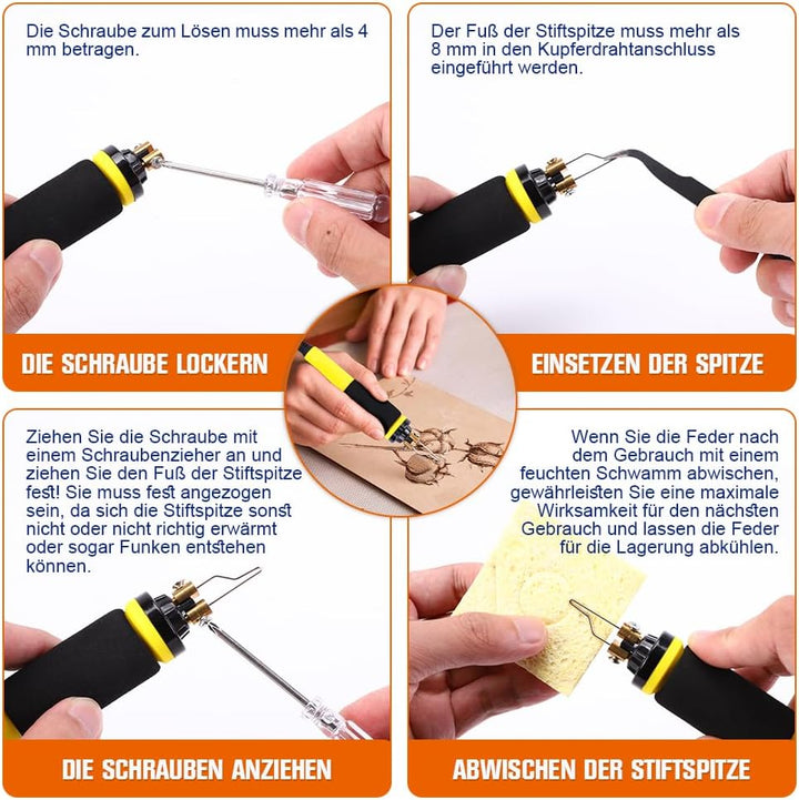 165-tlg Brandmalstation, 100W Brandmalerei und Lötkolben set, 5x Lötspitzen &amp; Zwei Stift, Holzbrenne