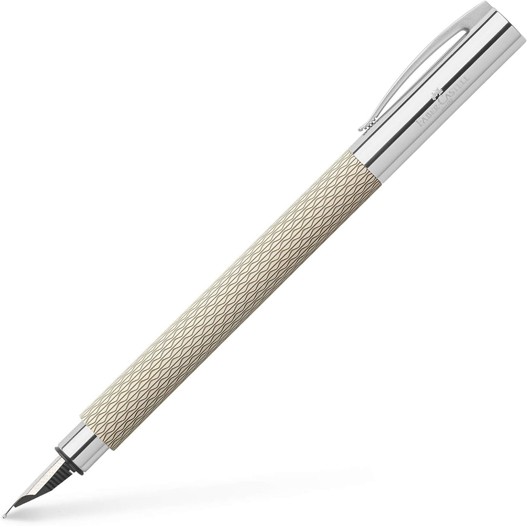 Faber-Castell 149621 - Füller Ambition OpArt, Federbreite F, White Sand, 1 Stück White Sand Füller F