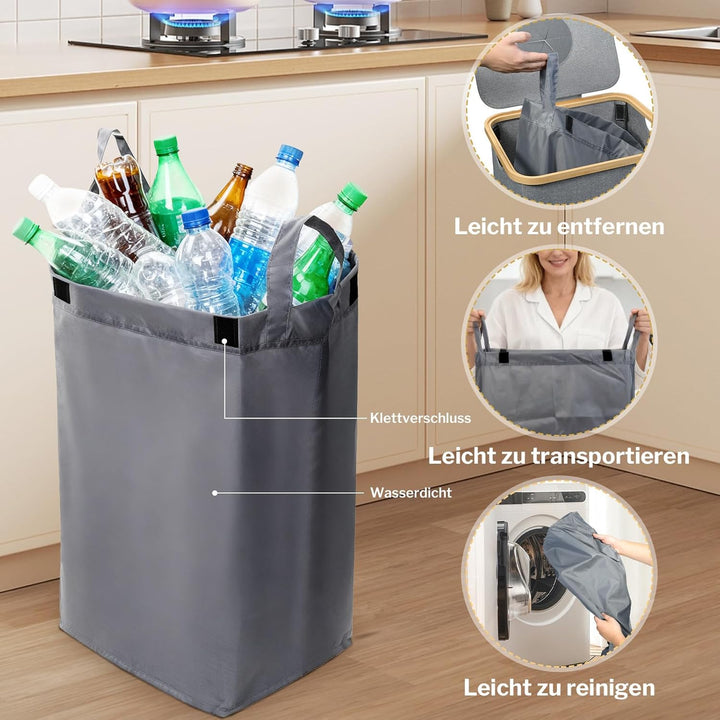 100L Pfandflaschen Sammelbehälter [INKL. TRAGETASCHE], Flaschensammler Leergut, PET Flaschen Pfandbe