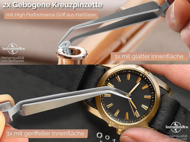 Kreuzpinzetten Set 4-Teilig Lötpinzette Klemmpinzette Technische Pinzette Gerade Gebogen Abgewinkelt