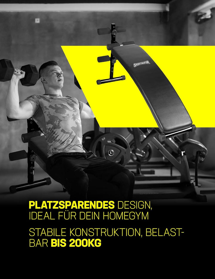 SPORTINATOR® Sit Up verstellbare Trainingsbank mit abwischbarem Kunstlederbezug, drei Halterungen, i