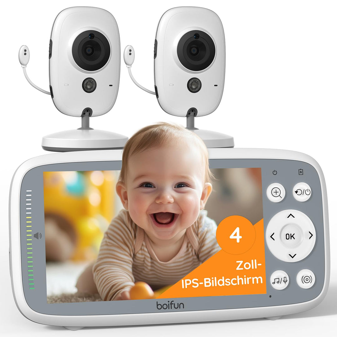 BOIFUN Babyphone mit 2 Kameras, VOX Nachtsicht Babyfon, Temperaturüberwachung, Gegensprechfunktion V