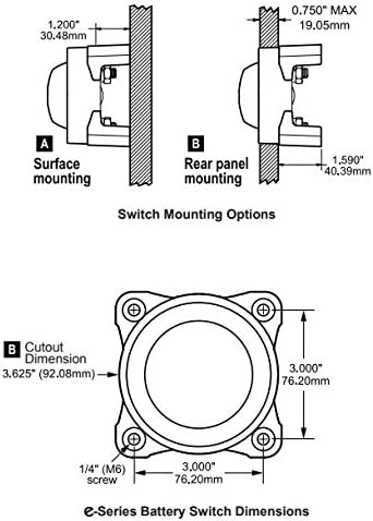 Blue Sea Systems 9001E e-Series Batterieschalter, Selector 4 Positionen, rot Selector 4 Pos., Select