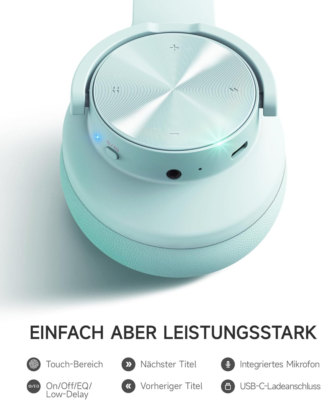 Picun B8 Bluetooth Over Ear Kopfhörer, 120H Spielzeit mit 3 EQ Modi, Niedrige Latenz, Freisprecheinr