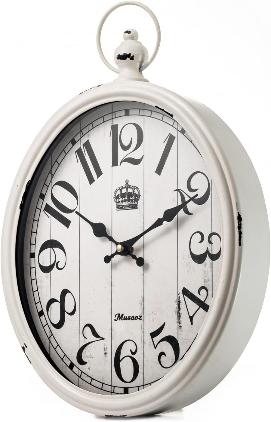 Musaoz Ovale, grosse Wanduhr, lautlos, nicht tickend, Metall, batteriebetrieben, Retro-Wanduhr, anti