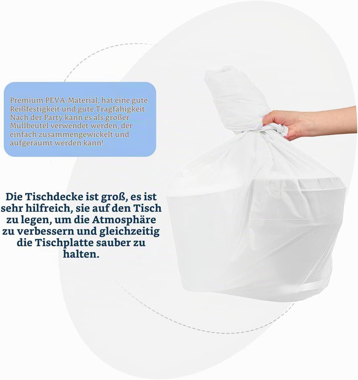 14 Stück weisse Tischdecke Einweg-Tischdecken für rechteckige Tische Kunststoff-Tischdecke wasserdic