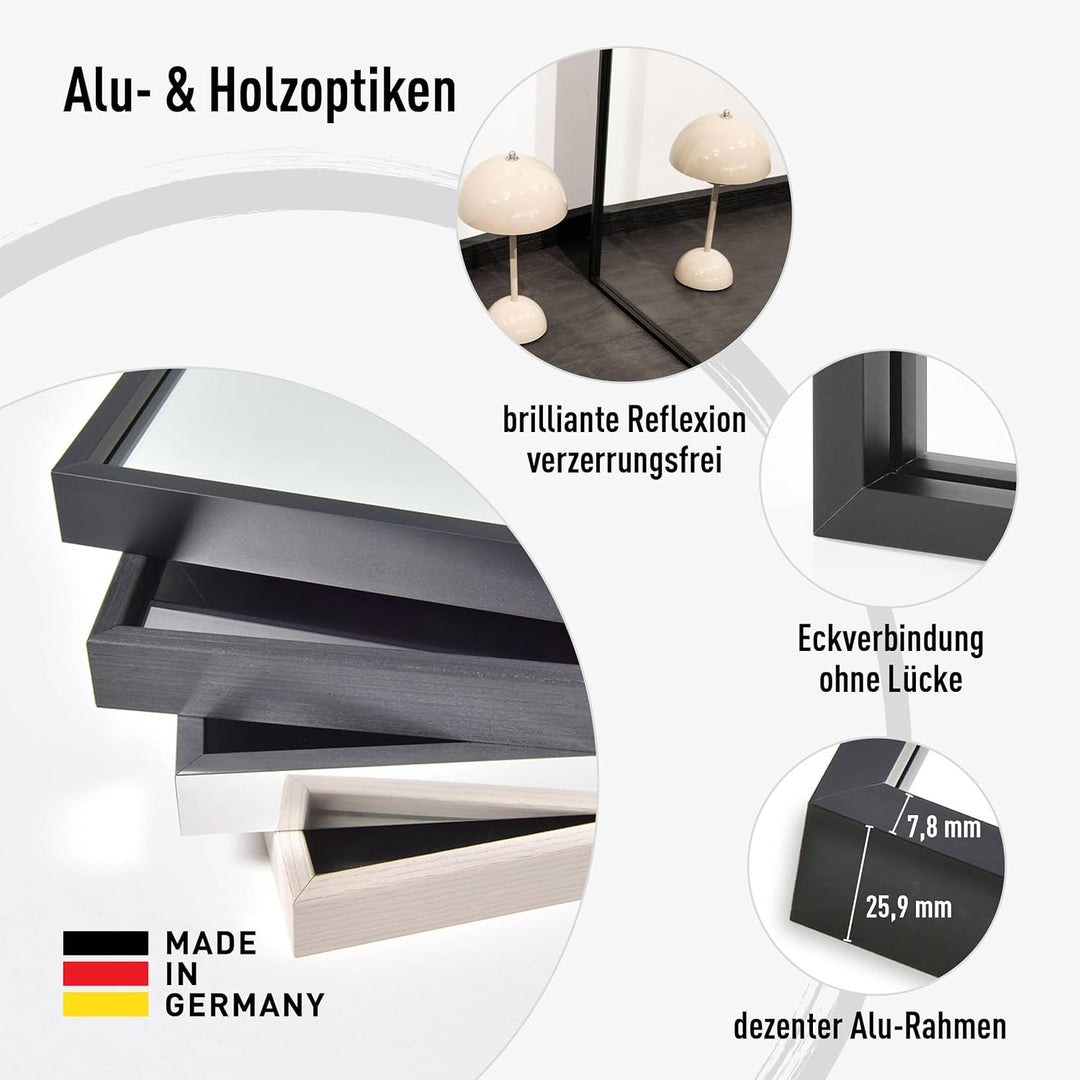 nielsen HOME Wandspiegel, 50 x 150 cm, Aluminium, Schwarz matt, Ganzkörperspiegel für alle Wohnberei